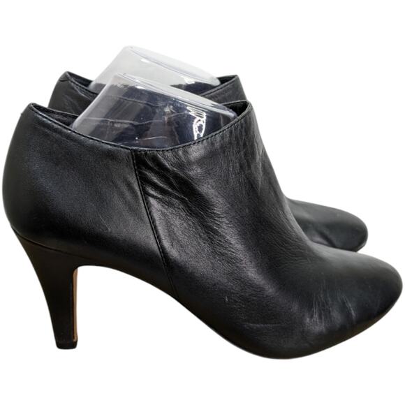 Vince Camuto Booties Womens 9.5 Black Leather Vive Cone Heel Almond Toe Side Zip - Picture 3 of 11
